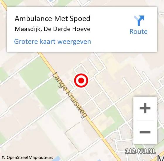 Locatie op kaart van de 112 melding: Ambulance Met Spoed Naar Maasdijk, De Derde Hoeve op 7 februari 2018 13:54