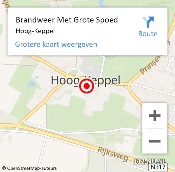 Locatie op kaart van de 112 melding: Brandweer Met Grote Spoed Naar Hoog-Keppel op 7 februari 2018 14:01