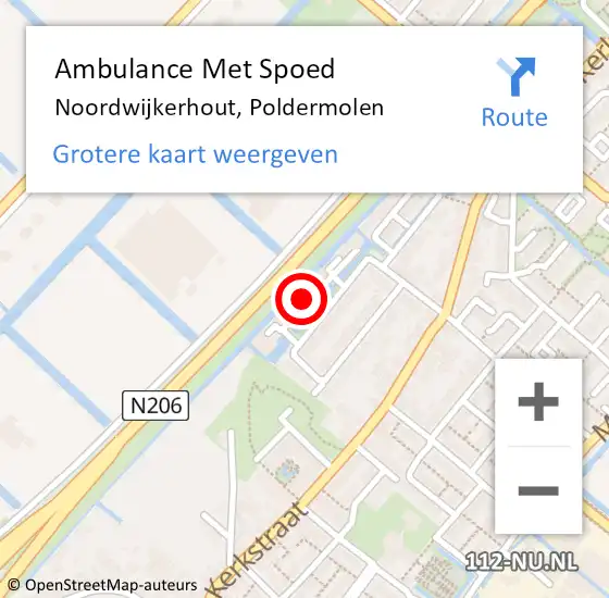 Locatie op kaart van de 112 melding: Ambulance Met Spoed Naar Noordwijkerhout, Poldermolen op 7 februari 2018 14:14