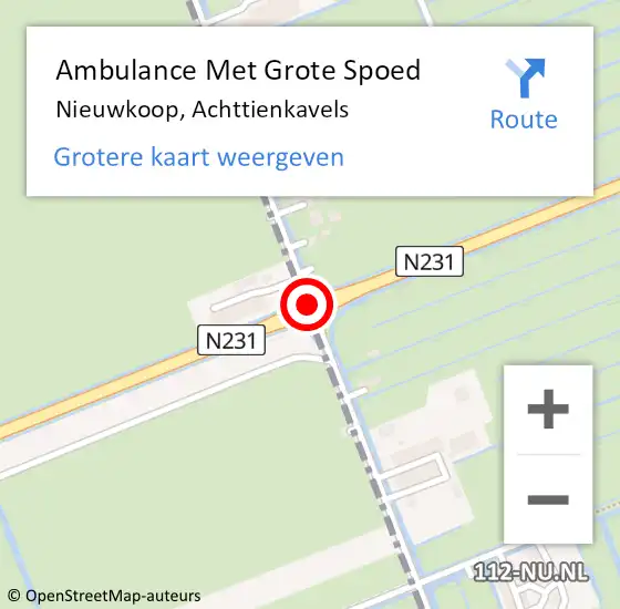 Locatie op kaart van de 112 melding: Ambulance Met Grote Spoed Naar Nieuwkoop, Achttienkavels op 7 februari 2018 14:15