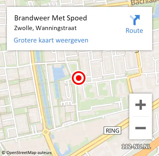 Locatie op kaart van de 112 melding: Brandweer Met Spoed Naar Zwolle, Wanningstraat op 7 februari 2018 14:15