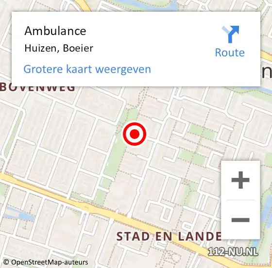 Locatie op kaart van de 112 melding: Ambulance Huizen, Boeier op 15 februari 2014 13:17