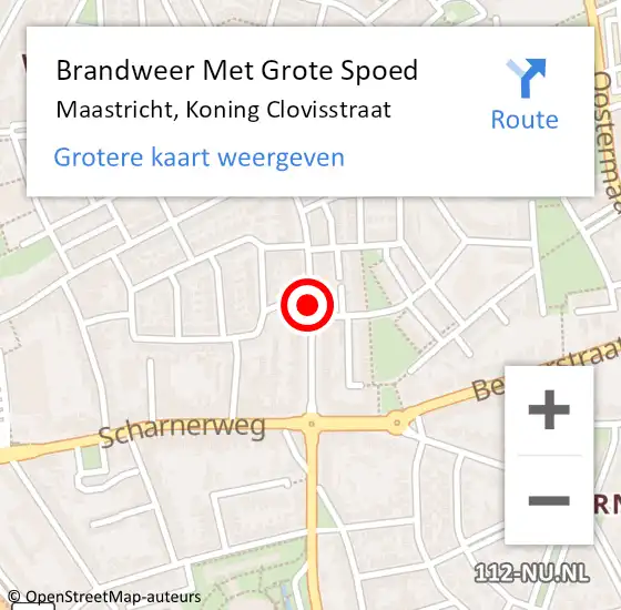 Locatie op kaart van de 112 melding: Brandweer Met Grote Spoed Naar Maastricht, Koning Clovisstraat op 7 februari 2018 15:06