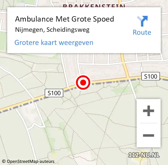 Locatie op kaart van de 112 melding: Ambulance Met Grote Spoed Naar Nijmegen, Scheidingsweg op 7 februari 2018 15:42