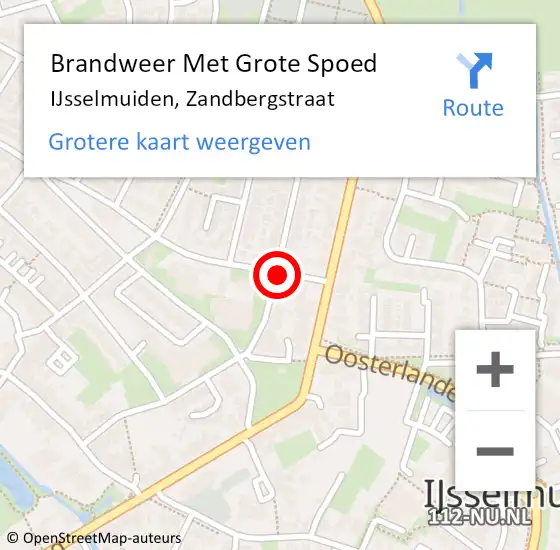 Locatie op kaart van de 112 melding: Brandweer Met Grote Spoed Naar IJsselmuiden, Zandbergstraat op 7 februari 2018 15:46