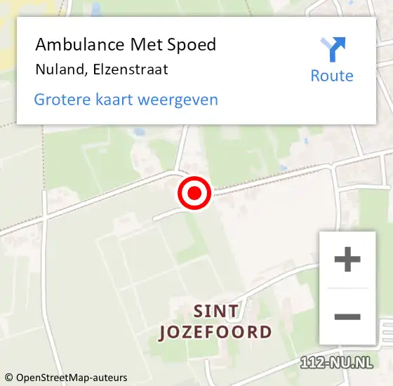 Locatie op kaart van de 112 melding: Ambulance Met Spoed Naar Nuland, Elzenstraat op 7 februari 2018 15:50