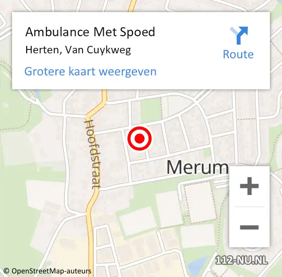 Locatie op kaart van de 112 melding: Ambulance Met Spoed Naar Herten, Van Cuykweg op 7 februari 2018 16:33