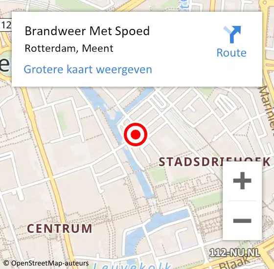 Locatie op kaart van de 112 melding: Brandweer Met Spoed Naar Rotterdam, Meent op 7 februari 2018 17:19
