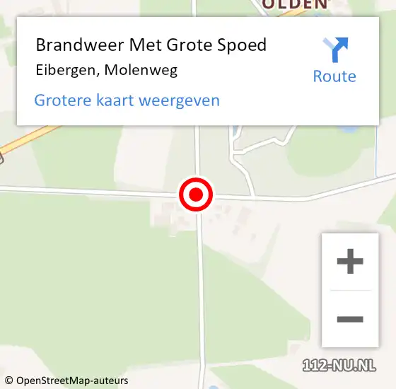 Locatie op kaart van de 112 melding: Brandweer Met Grote Spoed Naar Eibergen, Molenweg op 7 februari 2018 17:19