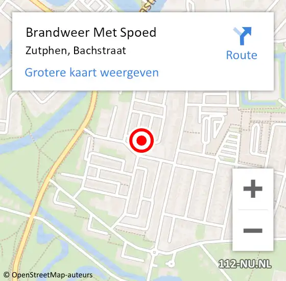 Locatie op kaart van de 112 melding: Brandweer Met Spoed Naar Zutphen, Bachstraat op 7 februari 2018 17:45