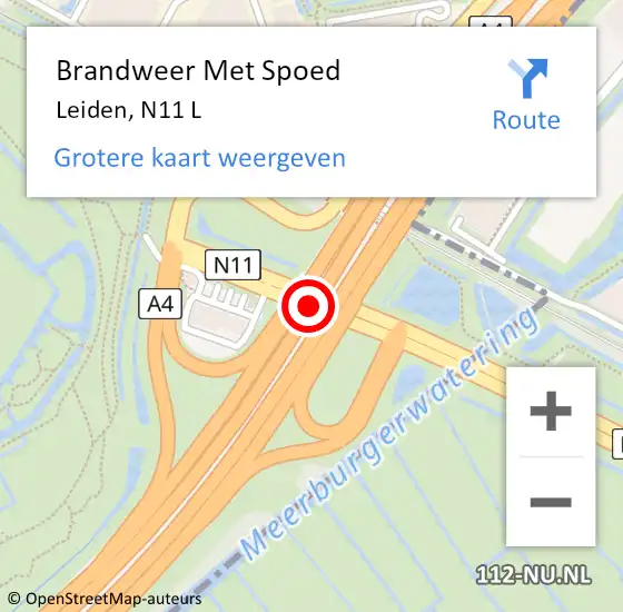 Locatie op kaart van de 112 melding: Brandweer Met Spoed Naar Leiden, N11 L op 7 februari 2018 18:14