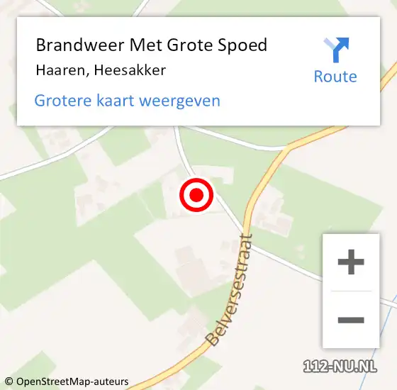 Locatie op kaart van de 112 melding: Brandweer Met Grote Spoed Naar Haaren, Heesakker op 7 februari 2018 18:58