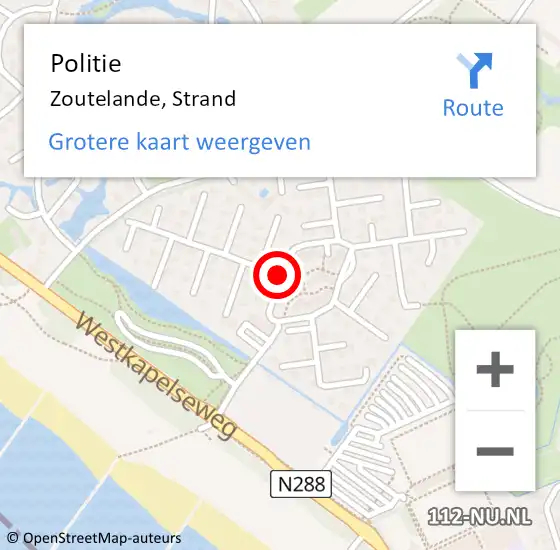 Locatie op kaart van de 112 melding: Politie Zoutelande, Strand op 7 februari 2018 19:02