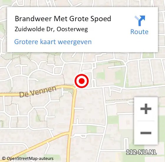 Locatie op kaart van de 112 melding: Brandweer Met Grote Spoed Naar Zuidwolde Dr, Oosterweg op 7 februari 2018 19:47