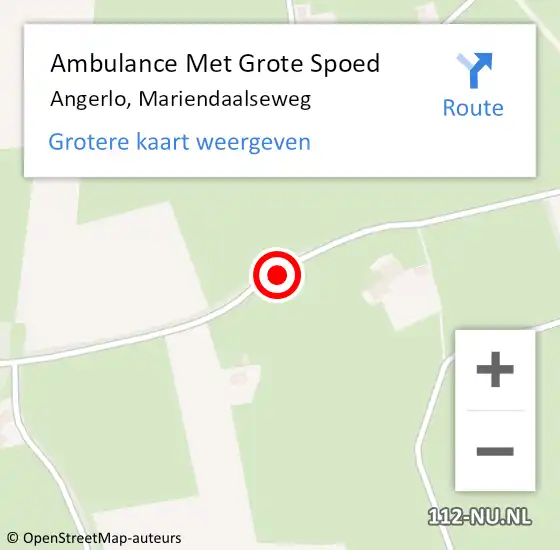 Locatie op kaart van de 112 melding: Ambulance Met Grote Spoed Naar Angerlo, Mariendaalseweg op 7 februari 2018 19:47