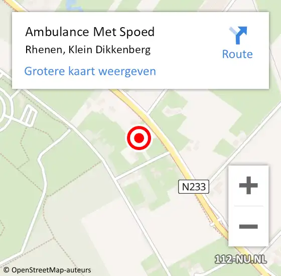 Locatie op kaart van de 112 melding: Ambulance Met Spoed Naar Rhenen, Klein Dikkenberg op 15 februari 2014 14:27