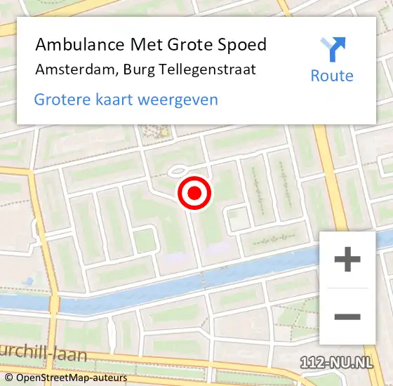 Locatie op kaart van de 112 melding: Ambulance Met Grote Spoed Naar Amsterdam, Burg Tellegenstraat op 7 februari 2018 21:04