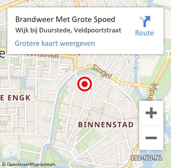 Locatie op kaart van de 112 melding: Brandweer Met Grote Spoed Naar Wijk bij Duurstede, Veldpoortstraat op 7 februari 2018 21:15