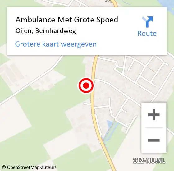 Locatie op kaart van de 112 melding: Ambulance Met Grote Spoed Naar Oijen, Bernhardweg op 7 februari 2018 21:24