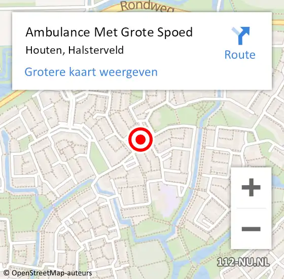 Locatie op kaart van de 112 melding: Ambulance Met Grote Spoed Naar Houten, Halsterveld op 7 februari 2018 22:21