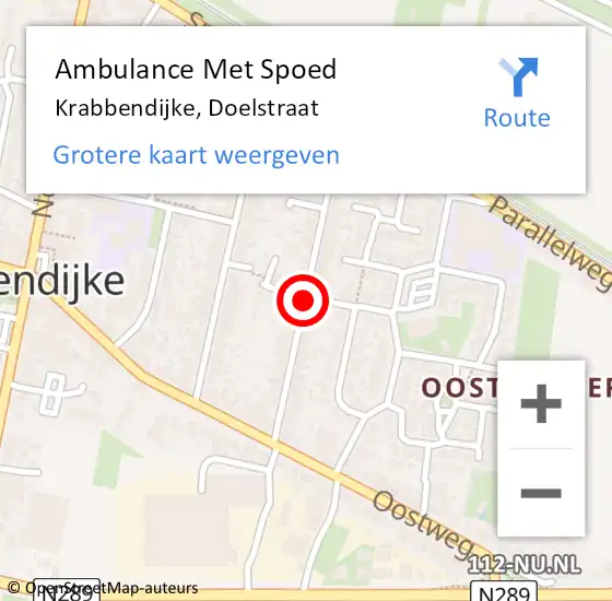 Locatie op kaart van de 112 melding: Ambulance Met Spoed Naar Krabbendijke, Doelstraat op 8 februari 2018 00:13