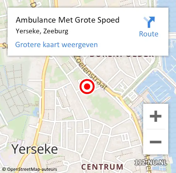 Locatie op kaart van de 112 melding: Ambulance Met Grote Spoed Naar Yerseke, Zeeburg op 8 februari 2018 01:32