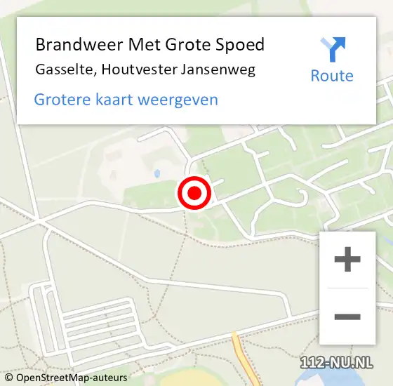 Locatie op kaart van de 112 melding: Brandweer Met Grote Spoed Naar Gasselte, Houtvester Jansenweg op 8 februari 2018 01:47