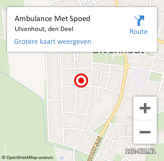 Locatie op kaart van de 112 melding: Ambulance Met Spoed Naar Ulvenhout, den Deel op 8 februari 2018 02:55