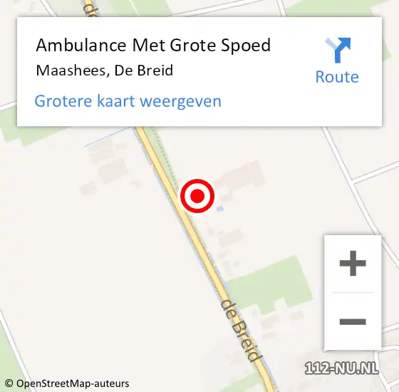 Locatie op kaart van de 112 melding: Ambulance Met Grote Spoed Naar Maashees, De Breid op 15 februari 2014 14:45