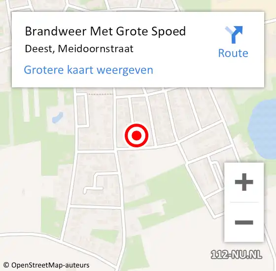 Locatie op kaart van de 112 melding: Brandweer Met Grote Spoed Naar Deest, Meidoornstraat op 8 februari 2018 05:05