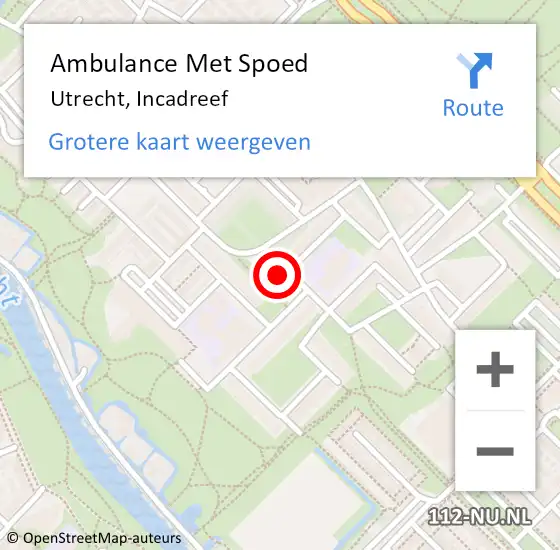 Locatie op kaart van de 112 melding: Ambulance Met Spoed Naar Utrecht, Incadreef op 8 februari 2018 05:44