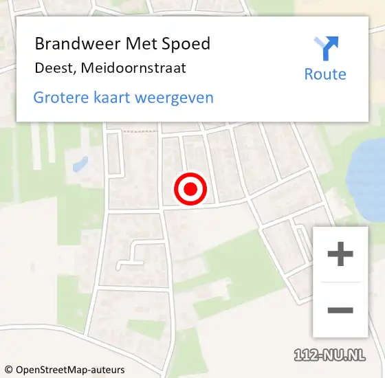 Locatie op kaart van de 112 melding: Brandweer Met Spoed Naar Deest, Meidoornstraat op 8 februari 2018 06:07