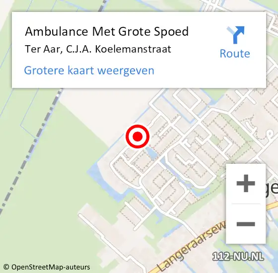 Locatie op kaart van de 112 melding: Ambulance Met Grote Spoed Naar Ter Aar, C.J.A. Koelemanstraat op 8 februari 2018 06:39