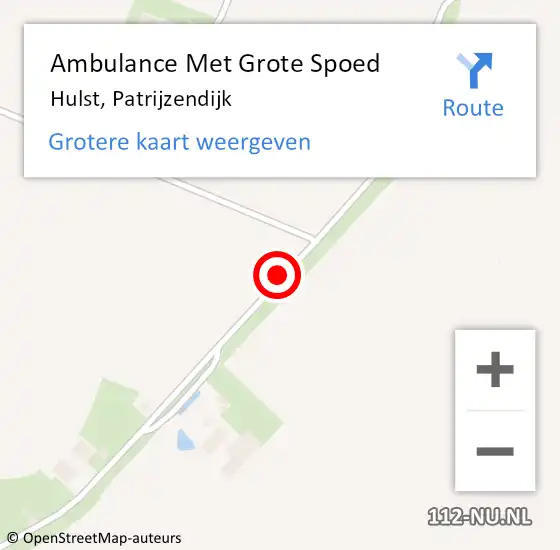 Locatie op kaart van de 112 melding: Ambulance Met Grote Spoed Naar Hulst, Patrijzendijk op 8 februari 2018 06:48