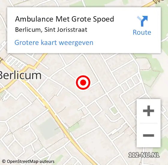 Locatie op kaart van de 112 melding: Ambulance Met Grote Spoed Naar Berlicum, Sint Jorisstraat op 8 februari 2018 06:54