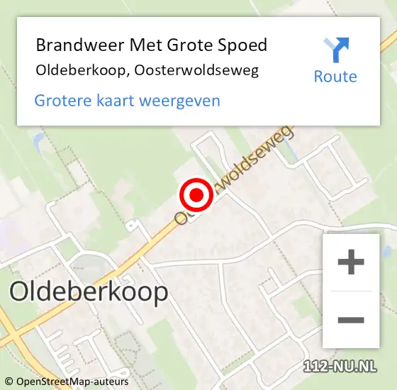 Locatie op kaart van de 112 melding: Brandweer Met Grote Spoed Naar Oldeberkoop, Oosterwoldseweg op 8 februari 2018 07:16