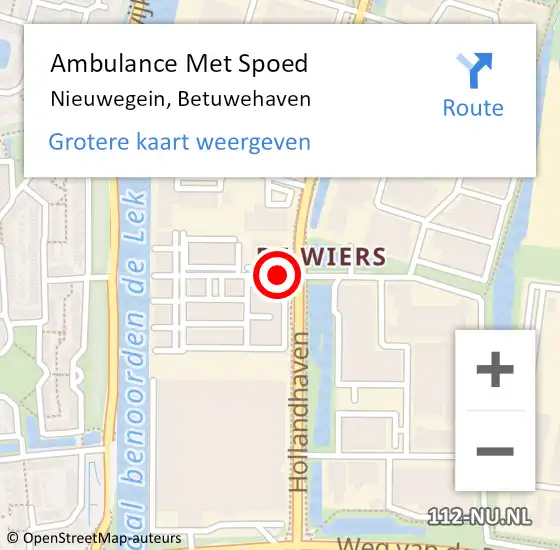 Locatie op kaart van de 112 melding: Ambulance Met Spoed Naar Nieuwegein, Betuwehaven op 8 februari 2018 08:33