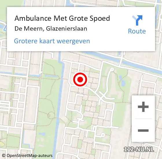 Locatie op kaart van de 112 melding: Ambulance Met Grote Spoed Naar De Meern, Glazenierslaan op 8 februari 2018 09:10