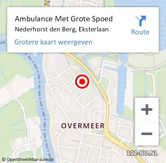 Locatie op kaart van de 112 melding: Ambulance Met Grote Spoed Naar Nederhorst den Berg, Eksterlaan op 22 september 2013 15:54