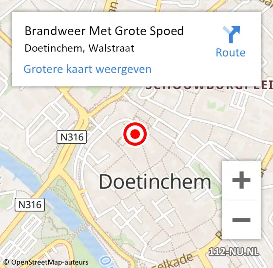 Locatie op kaart van de 112 melding: Brandweer Met Grote Spoed Naar Doetinchem, Walstraat op 8 februari 2018 10:23