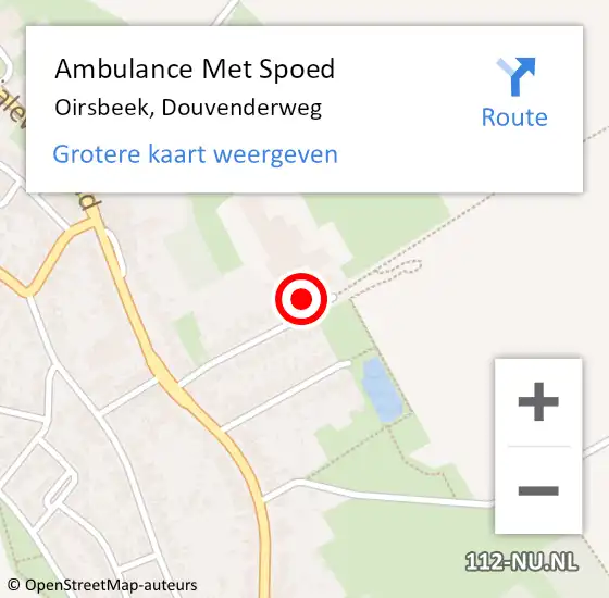 Locatie op kaart van de 112 melding: Ambulance Met Spoed Naar Oirsbeek, Douvenderweg op 15 februari 2014 15:03