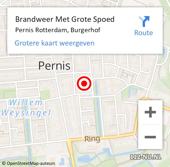 Locatie op kaart van de 112 melding: Brandweer Met Grote Spoed Naar Pernis Rotterdam, Burgerhof op 8 februari 2018 10:48