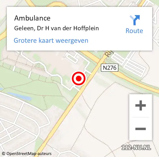 Locatie op kaart van de 112 melding: Ambulance Geleen, Dr H van der Hoffplein op 8 februari 2018 10:50