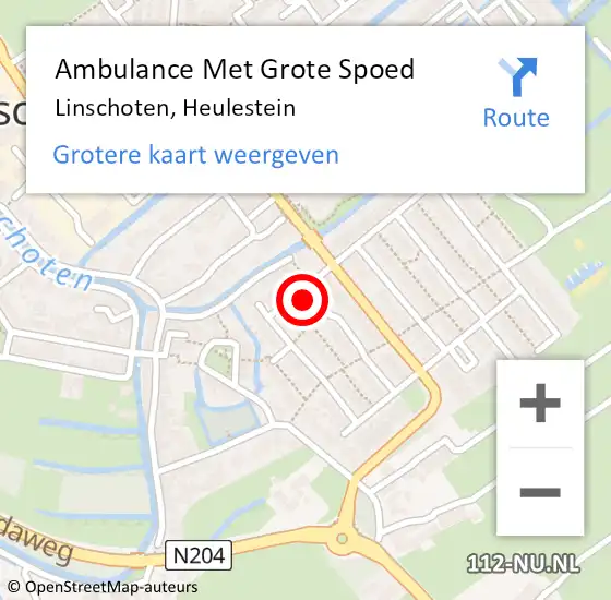 Locatie op kaart van de 112 melding: Ambulance Met Grote Spoed Naar Linschoten, Heulestein op 8 februari 2018 11:10