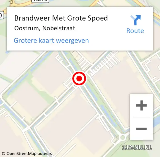 Locatie op kaart van de 112 melding: Brandweer Met Grote Spoed Naar Oostrum, Nobelstraat op 8 februari 2018 11:52
