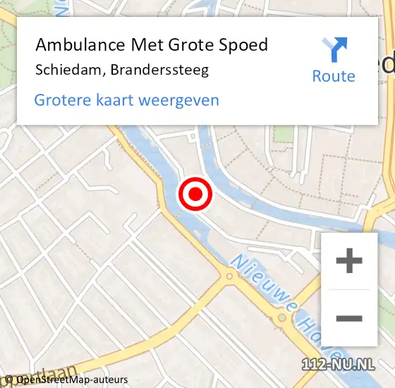 Locatie op kaart van de 112 melding: Ambulance Met Grote Spoed Naar Schiedam, Branderssteeg op 8 februari 2018 12:23