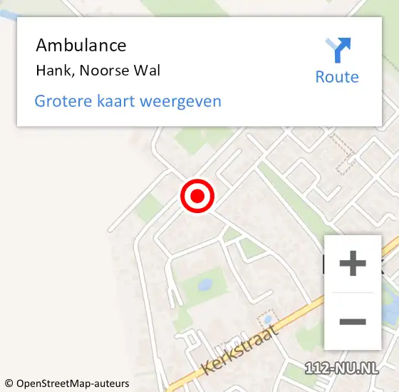 Locatie op kaart van de 112 melding: Ambulance Hank, Noorse Wal op 8 februari 2018 12:44