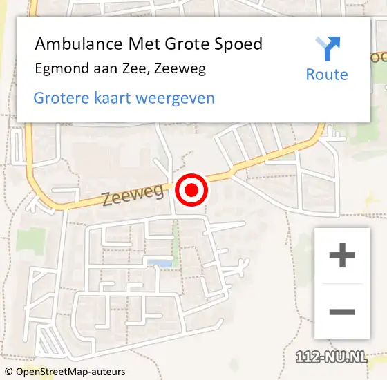 Locatie op kaart van de 112 melding: Ambulance Met Grote Spoed Naar Egmond aan Zee, Zeeweg op 8 februari 2018 13:26