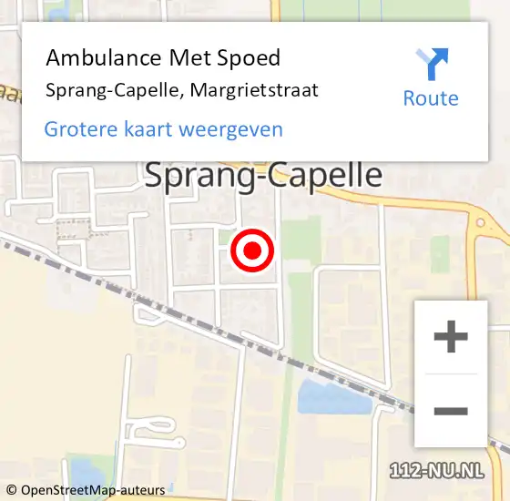 Locatie op kaart van de 112 melding: Ambulance Met Spoed Naar Sprang-Capelle, Margrietstraat op 8 februari 2018 13:46