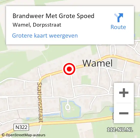 Locatie op kaart van de 112 melding: Brandweer Met Grote Spoed Naar Wamel, Dorpsstraat op 8 februari 2018 13:51